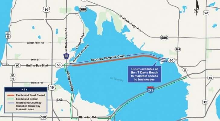 SR 60 (Courtney Campbell Causeway) Closing Wednesday Night